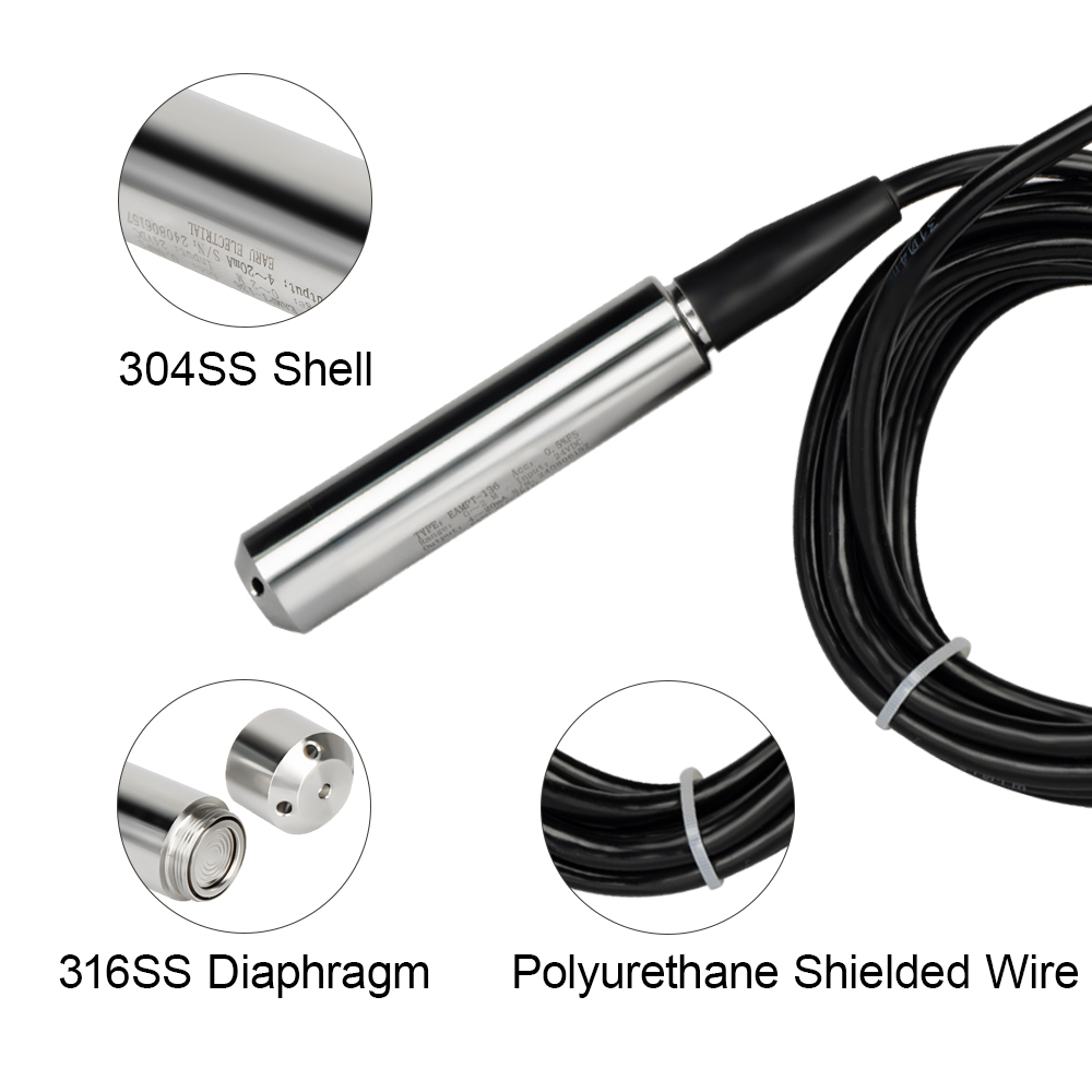 4-20MA Ausgang Integraler Füllstandsgeber Flüssigöl Wasserstandsensor Sonde Erkennung Controller Schwimmerschalter 1-10m RS485 für Pumpe