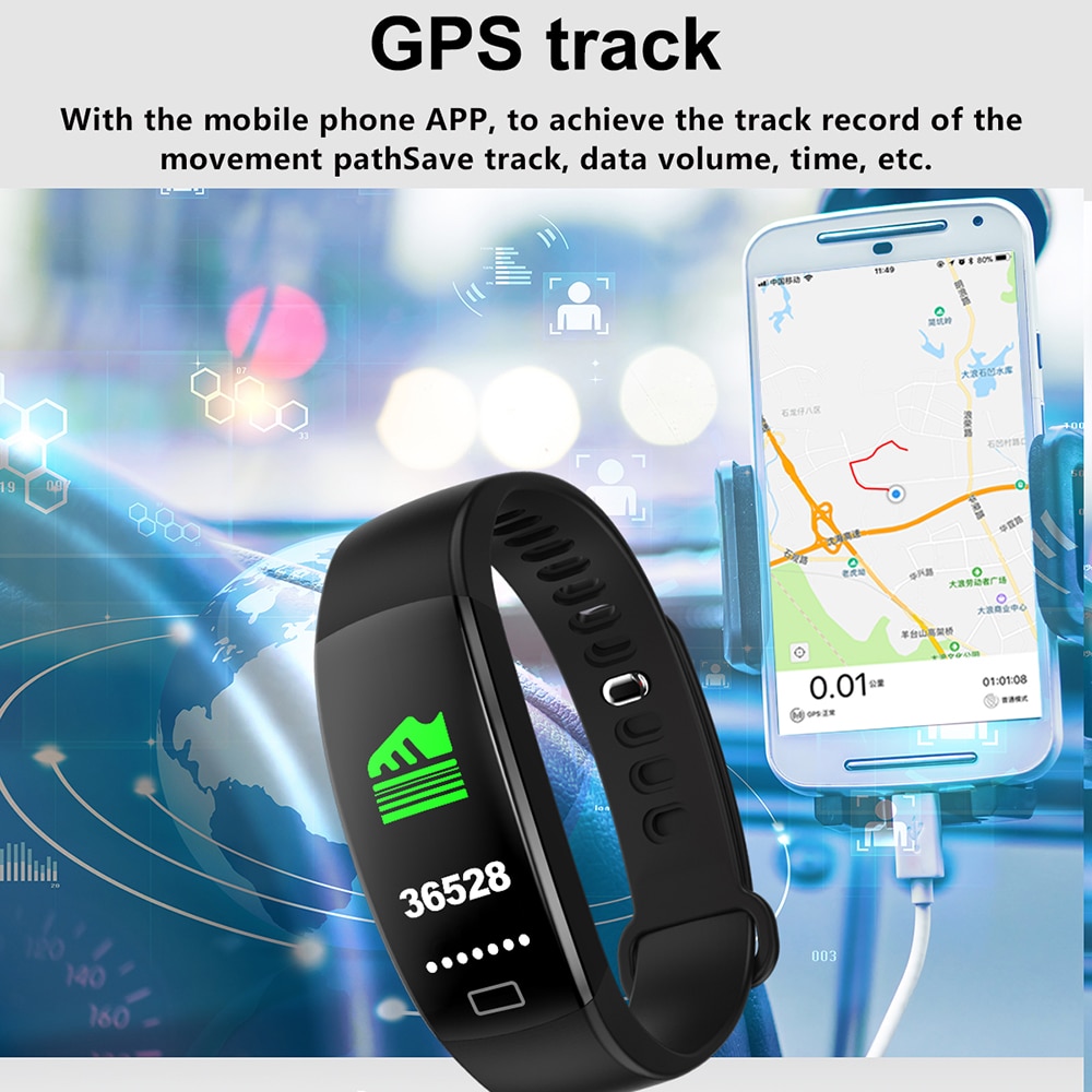 Reloj inteligente pk ID107 pk IP68 de hombre con pantalla a Color, resistente al agua, control del ritmo cardíaco y de la presión sanguínea para Android e IOS
