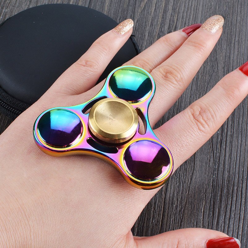 Kleurrijke Regenboog Fidget Spinner Metalen Hand Spinner Ongeveer 5 Minuten Voor Autisme Rotatie Anti Stress Speelgoed Kids Kinderen