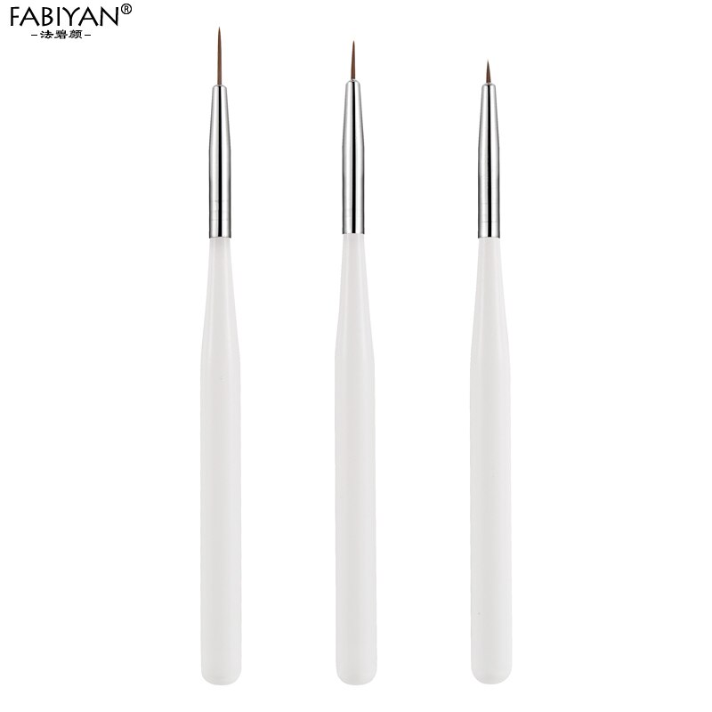 3pcs/set White French Nail Art Brush Carving Pen Tips Polish Gel UV Acrylic Liner Painting Drawing Flower Tools Manicure