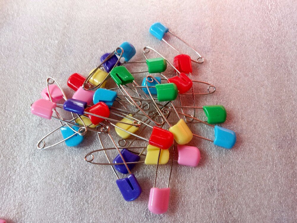 30Pcs Baby Luier Pins Kleurrijke Multipurpose Plastic Veiligheid Head Baby Veiligheidsspelden Ijzeren Pinnen Naalden