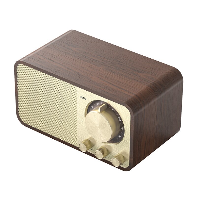Tragbarer retro-bluetooth-lautsprecher aus holz mit 5.0 lautsprechern, fm-radio, subwoofer und tf-/sd-kartensteckplatz  mp3 abspielgeräte: Default Title