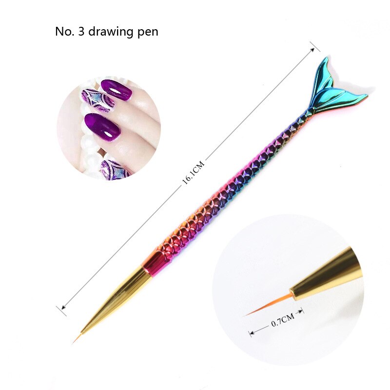Navolution Gel Polish Nail Brush Magic Color Gradually Changes Manicure Tool Carved Thread Drawing Brushes Pen Mermaid Pencil Ho: 03LX