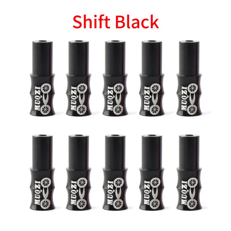 Muqzi 10 Stuks Kabel Cap Fiets Brake Cable End Cap Shift Draad End Cap 4Mm 5Mm Aluminium mountain Road Fiets Behuizing Onderdelen: Black Shifting