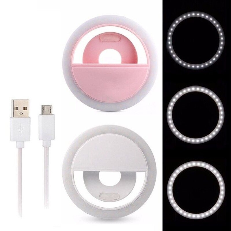 Charging Type Led Ring Light for Selfie Fill Light Video Photography Ring Light for Phone Samsung Xiaomi Lens Portable Ring Clip