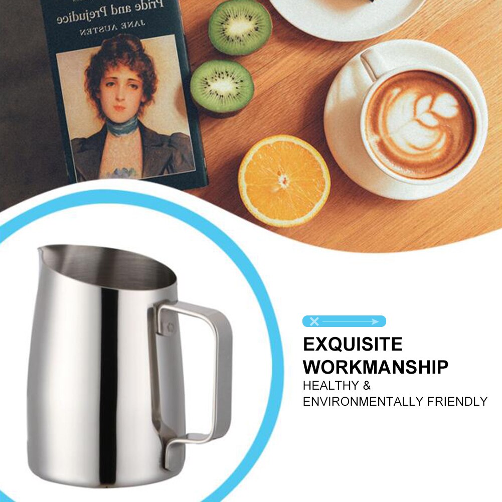 400ml Milch Aufschäumen Krug Edelstahl Milchaufschäumer Tasse mit Griff für Kaffee puccino Latte Kunst Barista Dampf Krüge