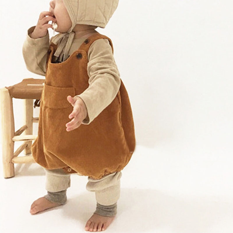 Herfst Baby Bodysuits Corduroy Baby Body Knoppen Stijl Peuter Jongens Een Stuk