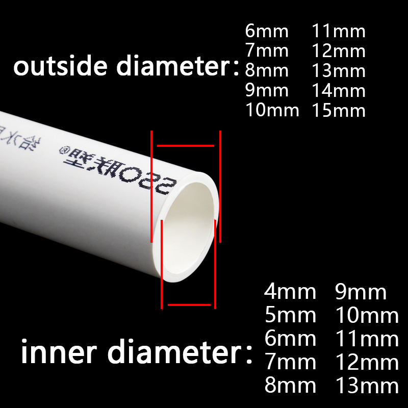 2Pcs 50Cm Od 20 ~ 50Mm Wit Upvc Pijp Hi Waterleiding Irrigatie Vis tank Pvc Pijp Aquarium Drainpipe Water Buis: 7mm X 9mm