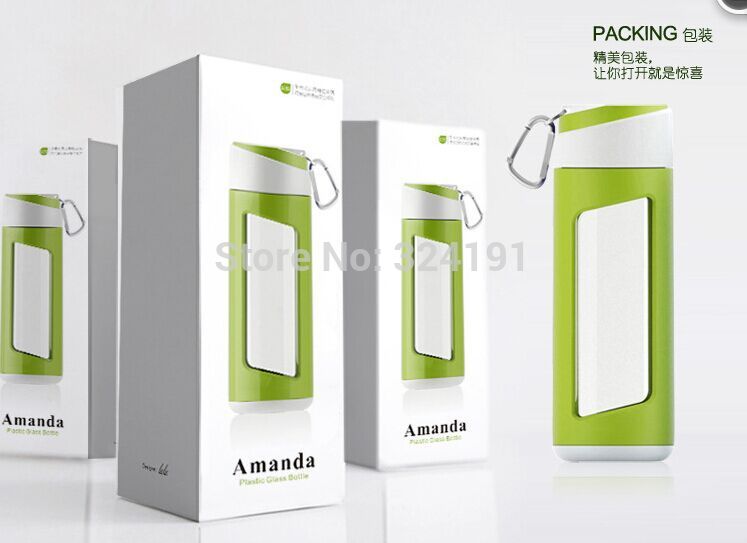 Black Tea Glass Cups Bottle Plastic Outside Shell water bottles Double