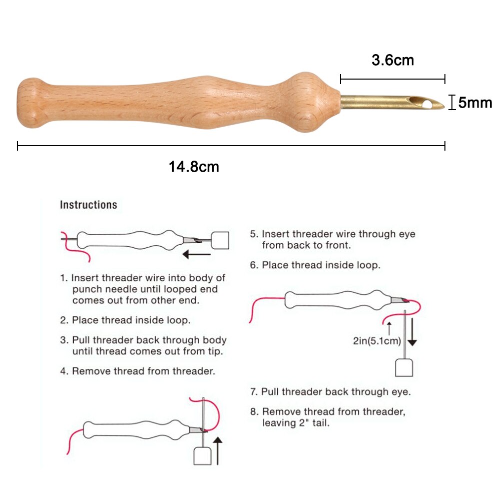 Magic Borduren Pen Punch Naaldvilten Threader Set Houten Handvat Tafelkleden Hobbygereedschappen Diy Naaien C1