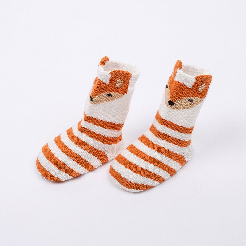 Nette Karikatur Baby Socken Für Neugeborene Streifen Baby Mädchen Jungen Socken Baumwolle Kleinkind Kleinkind Anti Unterhose Boden freundlicher Socken: Orange