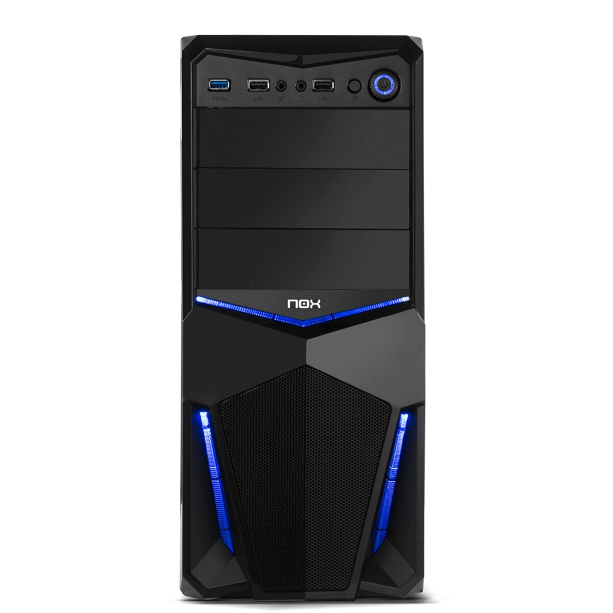 NOX Semitorre PC ATX-Micro ATX PAX Gaming- USB 3.0, LED, Espacio hasta 3 Ventiladores y 4 Discos Duros