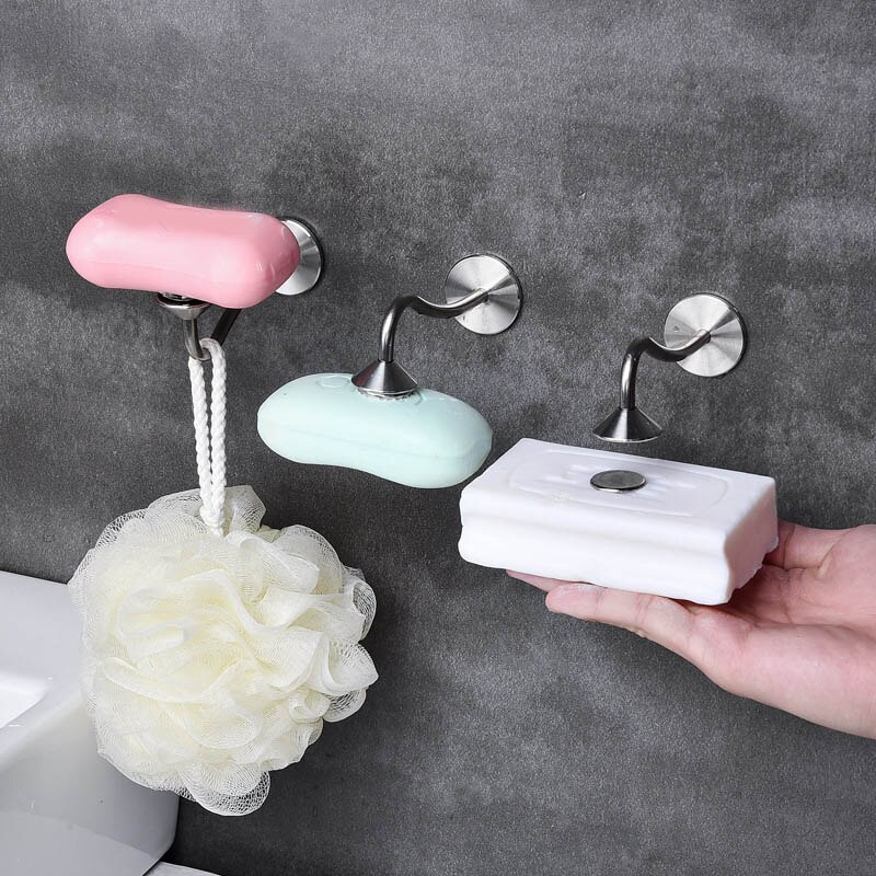 Wall Mounted Stainless Steel Magnetic Soap Holder Soap Drainer Bathroom Supplies JA55
