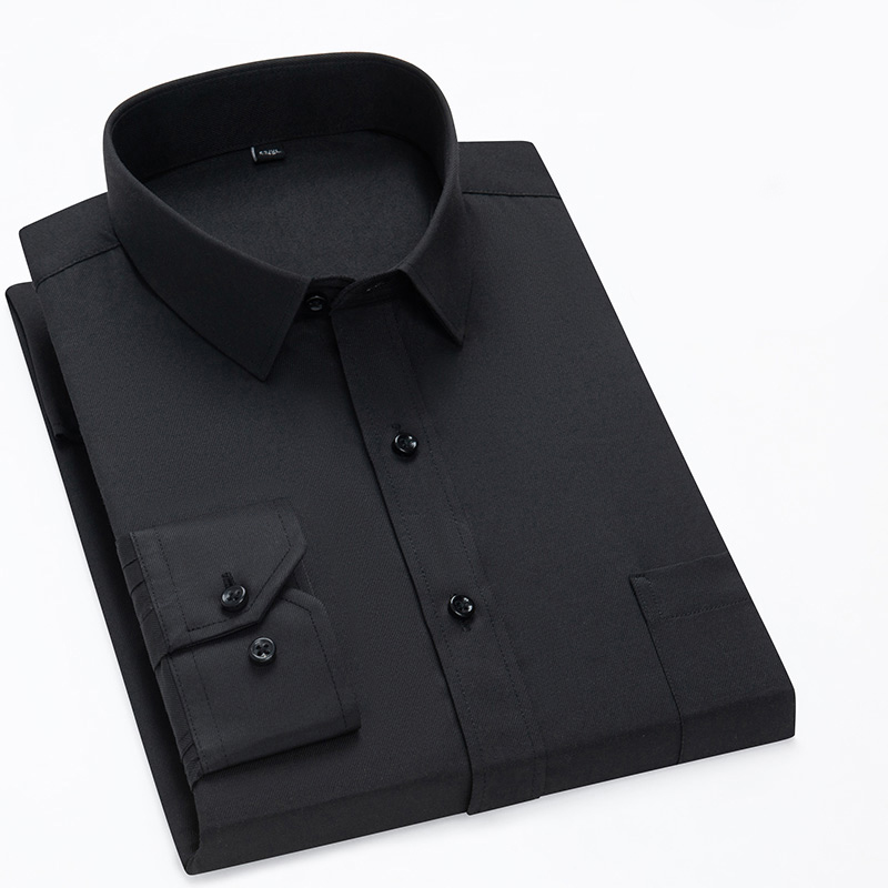 Plus Size 11XL 10XL 9XL Men's Social Shirt Long Sleeve Slim Fit Business Classic Basic White Formal Dress Shirts Man Clothes: 38 / black