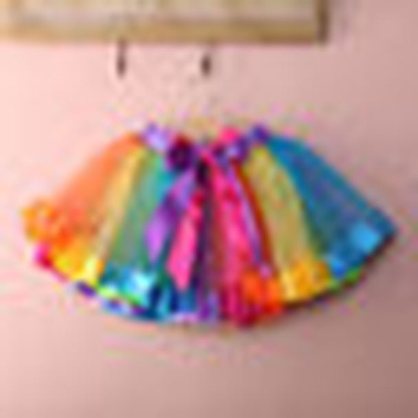 Girls Kids Petticoat Rainbow Pettiskirt Bowknot Skirt Tutu Dancewear