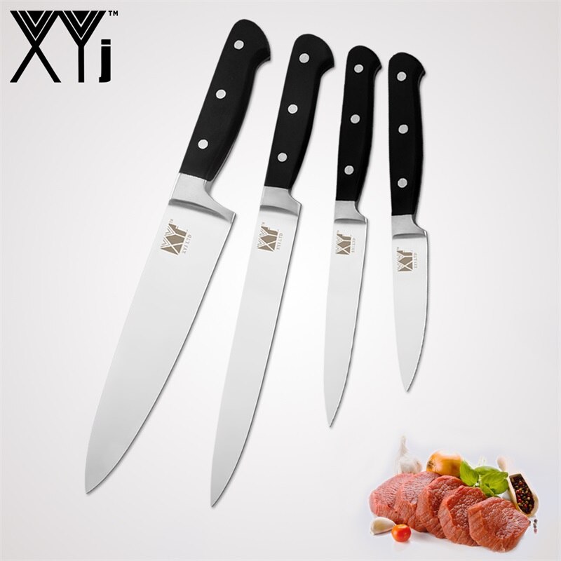 XYj Edelstahl Messer Küche Messer Werkzeuge 8 "5" 7 "3,5" Schäl Dienstprogramm Santoku Koch Schneiden brot Kochen Messer Neue: B.4 Stck einstellen