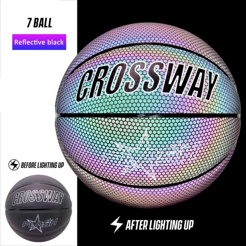 Crossway – basket-ball holographique en cuir PU, réfléchissant, individuel, nuit, Street 7 #, de Sport Cool, personnalité: Reflective black