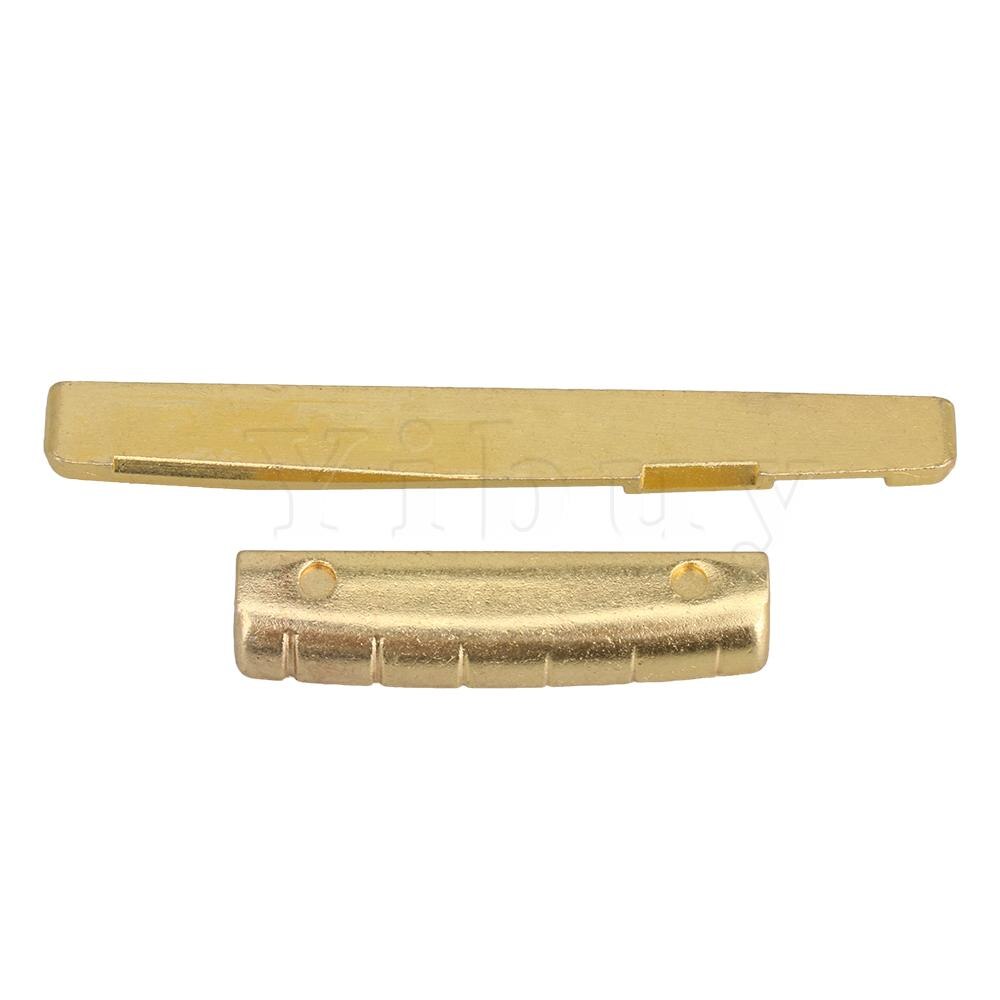 Yibuy golden metal 76mm- brugzadel & moer kit voor 6- snarige akoestische gitaar