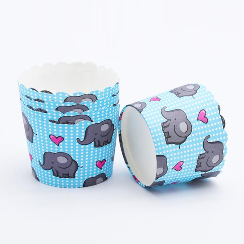 50 stuks olifantenmuffins, cupcake papieren vormpjes, cakevormen, cupcakevorm, bakvorm, muffindoos, vormpje, feestschaal, cakevorm, decoratiegereedschap
