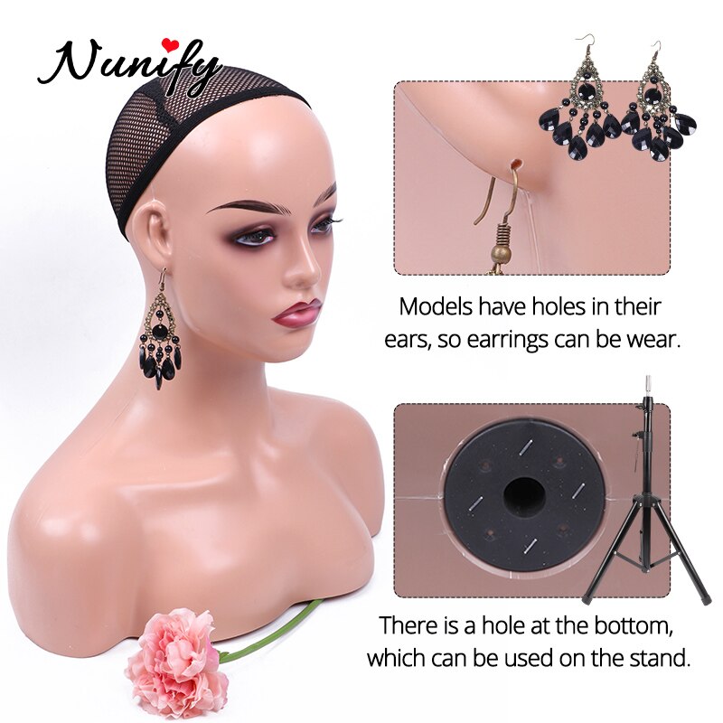 Nunify Mannequin Head For Makeup Practice Mannequin Head With Shoulders For Wig Display Realistic Mannequin Head With Shoulders