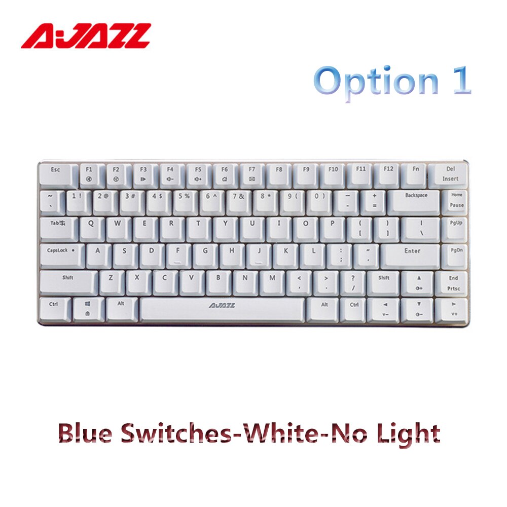 Ajazz AK33 Mechanische Gaming Toetsenbord 82 Toetsen Toetsenbord Bedraad Zwart/Blauwe Schakelaar Engels Layout Anti-Ghosting Toetsenbord Voor pc: White - No Light / zwarte schakelaar