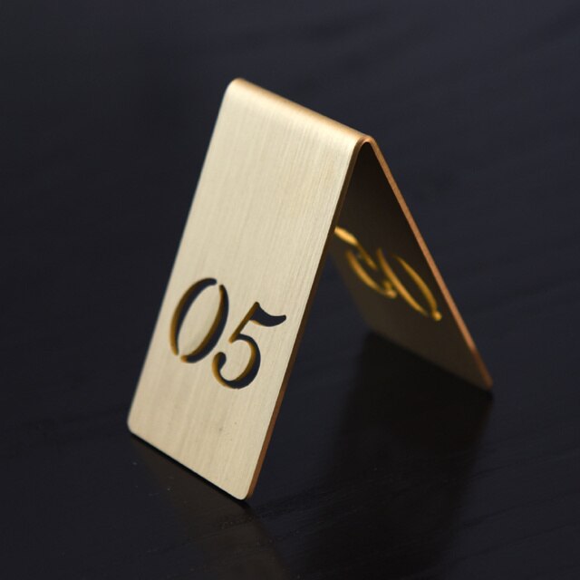 2022 Copper Brass Table Numbers Restaurant Bar Table Decor Party Baby Shower Wedding Table Number Seat Card Direction Sign Metal: number 5
