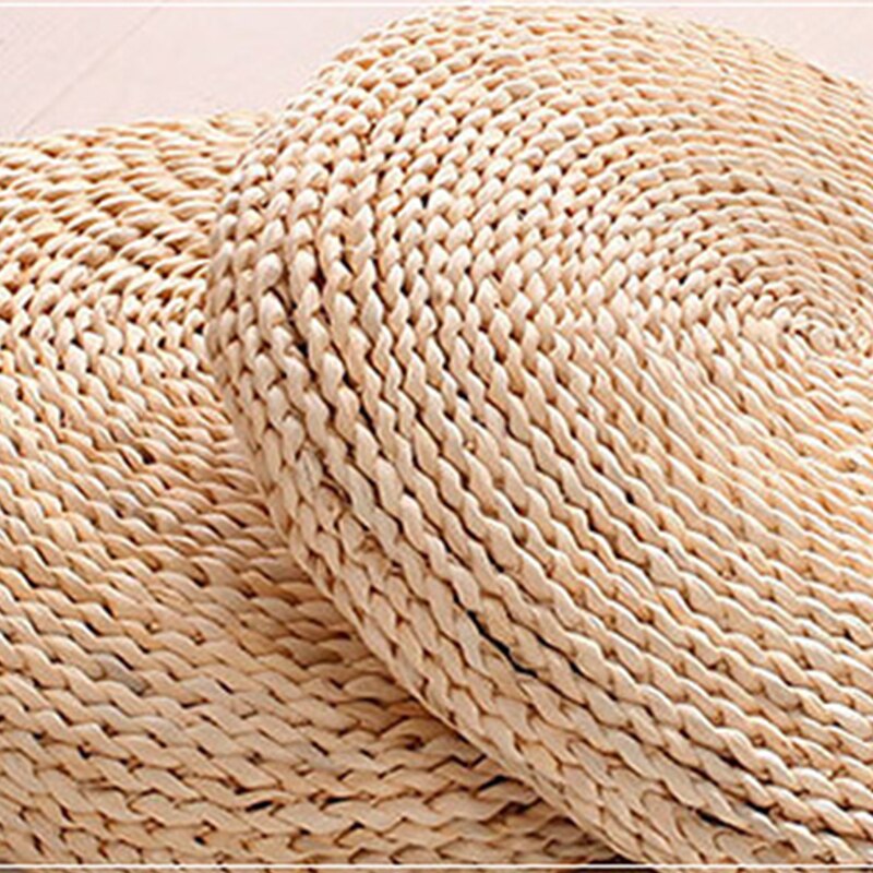 Tatami Futon Meditation Cushion thick/thin Round Yoga Circle Corn Husk Straw Braid Mat Japanese Style Cushion with Silk Wadding