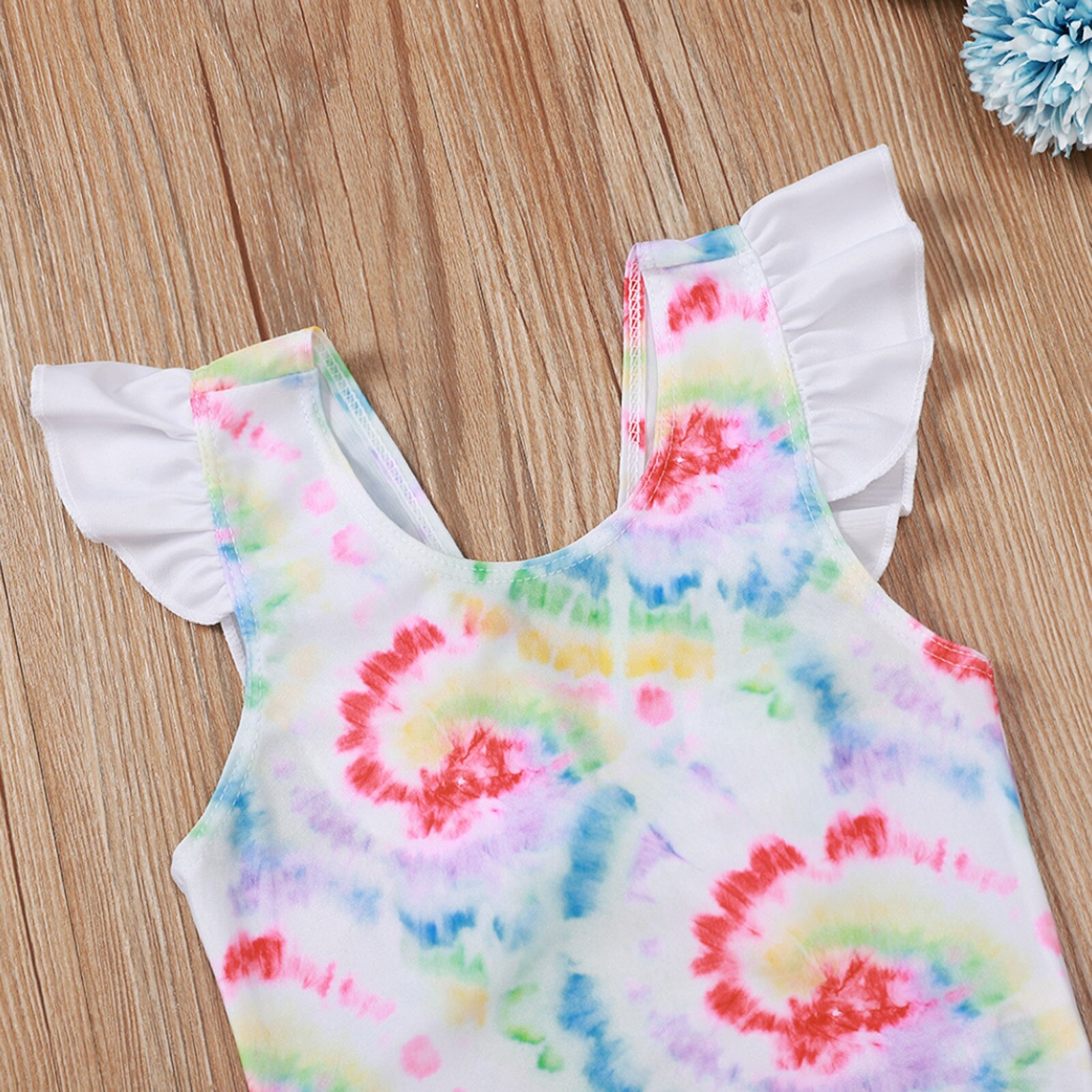 Kids Girl Swimsuit One-Piece Children Swimwear Tie-Dye Bikini One-Piece Swimwear Summer Swimming Suit Ruffle sea Clothes