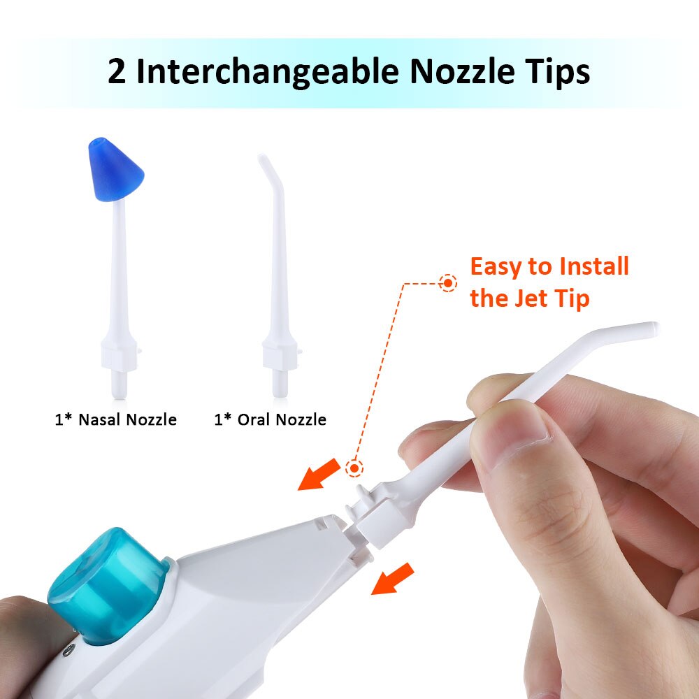Portable Oral Irrigator Dental Irrigator 2 Tips Water Dental Flosser Nasal Irrigators Water Jet Teeth Cleaner