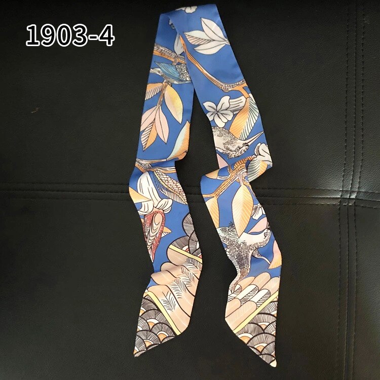 Bloemen Zijden Lint Satijnen Sjaal Twilly Handtas Handvat Wrap Lange Dunne Neck Strap Haarband Office Womens Mode Halsdoek: 1903-4