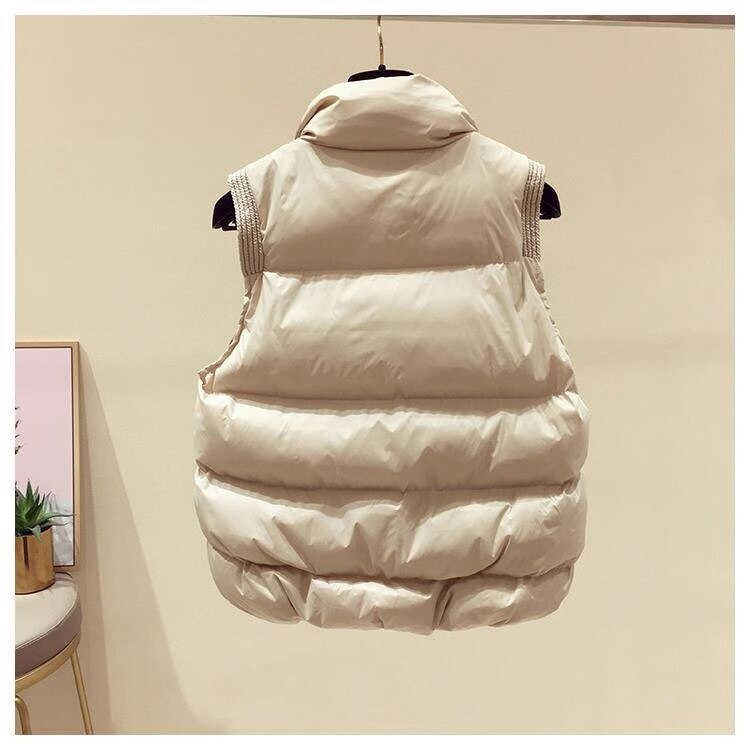 Vrouwen Double-Breasted Korte Vest Herfst Winter Stand Kraag Katoen Gewatteerde Puffer Jas Vrouwelijke Parka Body Uitloper