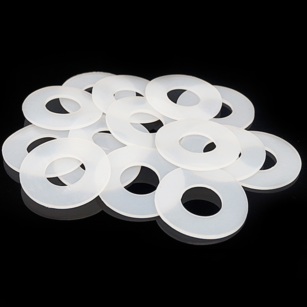Juntas planas de goma de silicona de grado alimenticio, 10 piezas, 18mm diámetro exterior-40mm, juntas tóricas blancas de sellado
