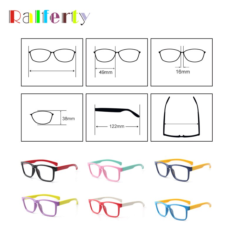 Ralferty børn brilleramme barn  tr90 fleksible firkantede rammer briller nærsynethed receptpligtige briller ramme pige dreng oculos  k8113