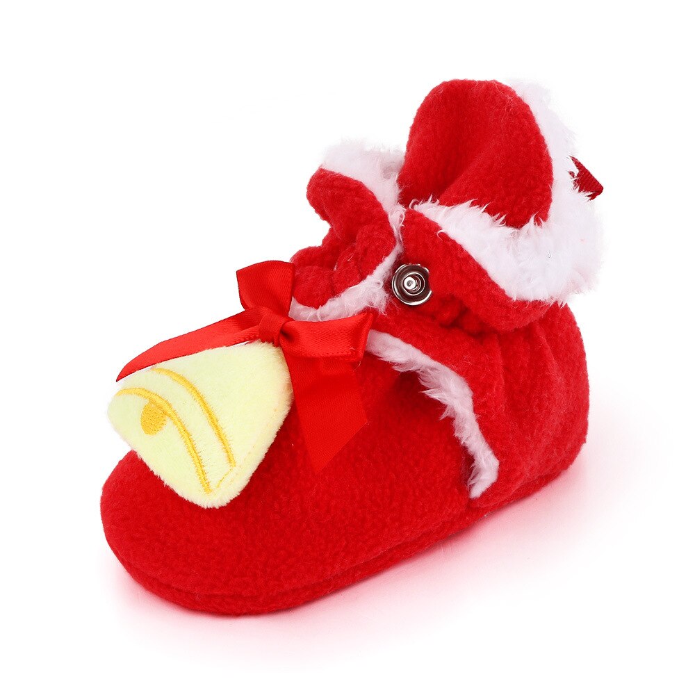 Winter Warm Kerstman Baby Schoenen Kerst Baby Jongens Meisjes Babyschoenen Leuke Laarzen Xmas Soft Sole Baby laarsjes: Red bell / 13cm