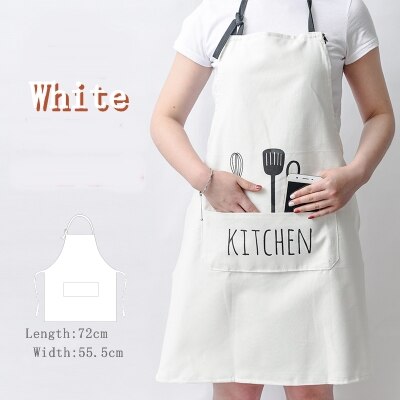 Delantales sin mangas de algodón para barbacoa en 3 colores, cocina doméstica, ropa de algodón limpia para hombres y mujeres, monos de corsé para adultos: Blanco