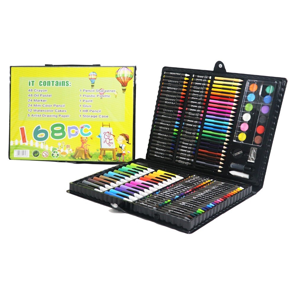168Pcs Tekening Art Set School Schilderen Pen Marker Aquarel Borstel Voor Kids Box Art Supplies