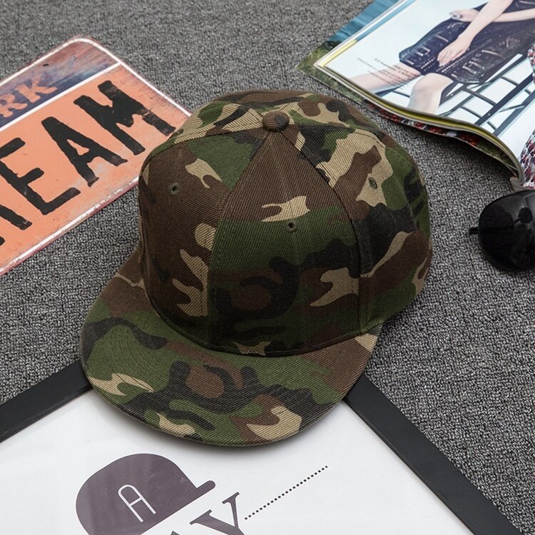 Camo Camouflage Baseball Cap Hip Hop Hoed Platte Snapback: Green