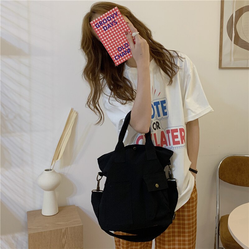 Original coréen Chic Harajuku Style toile sac décontracté sauvage sac à bandoulière grande capacité étudiant sac à bandoulière
