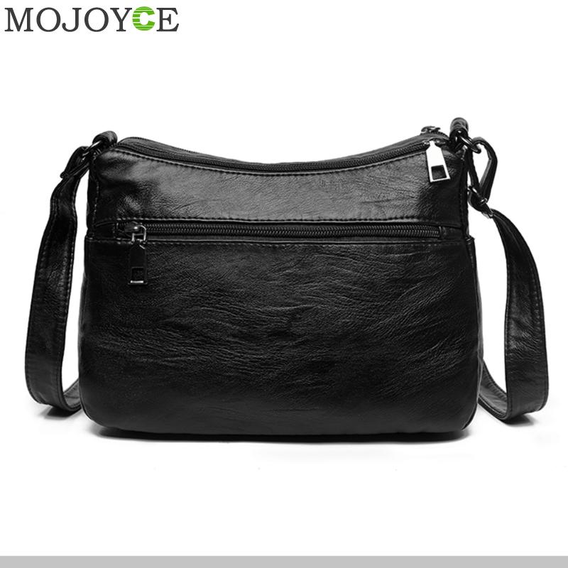mujer bandolera bolso de cuero PU suave Multi-Bolsillo cremallera señoras chicas compras bandolera