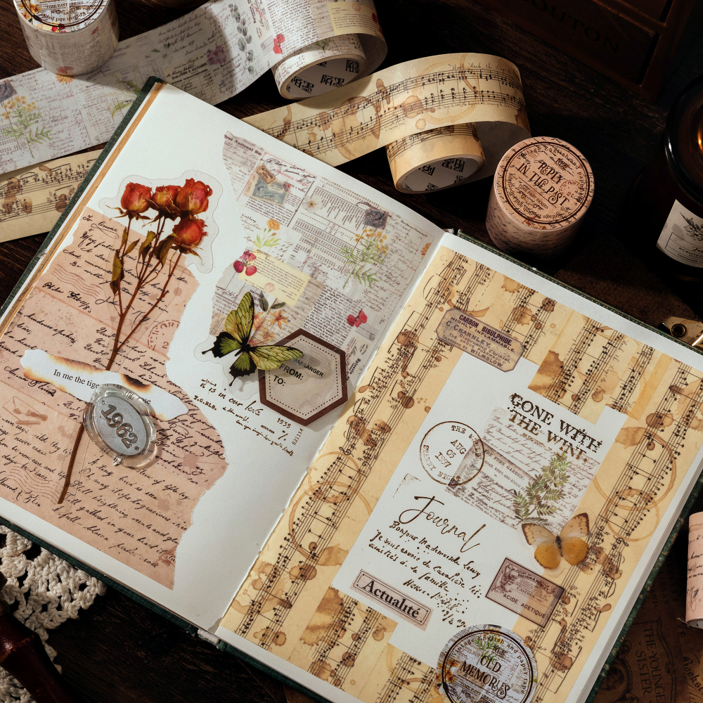 Cintas decorativas Washi con letras Vintage de 2m, 35cm de longitud de ciclo, decoración para álbum de recortes, etiqueta para diario basura, papelería, pegatinas artesanales