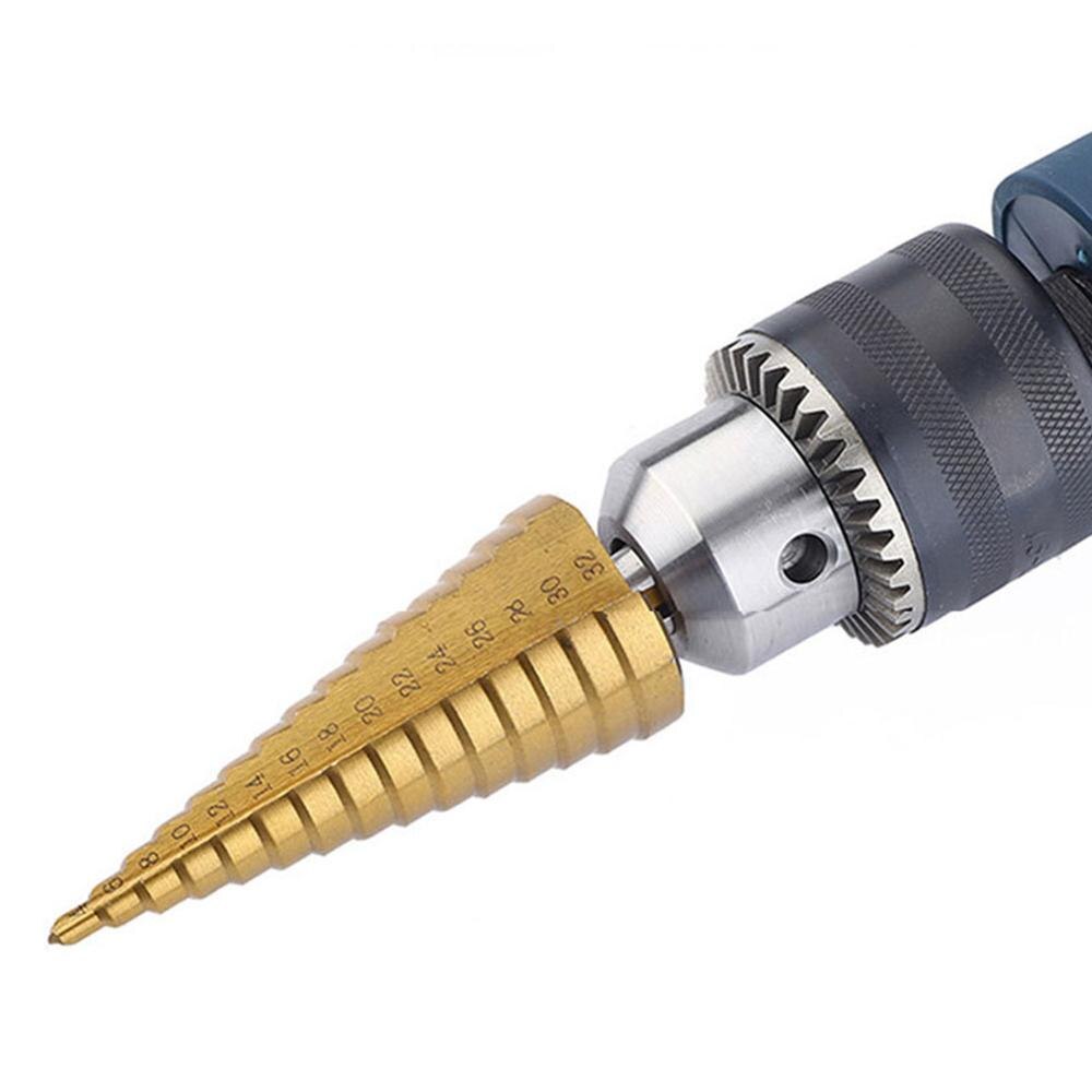 JGZUI 3pcs Step Drill Bit Set Hss Cobalt Multiple Hole Cobalt Titanium Conical Carbide Drill Perforator Hole Cutter Tool