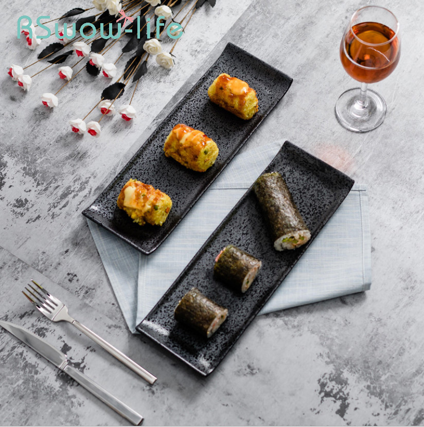 Hoogwaardige Rechthoekige Keramische Schotel 13-inch Restaurant Diner Platen Sushi Plaat Cake Marmer Lade Voor Keuken Benodigdheden