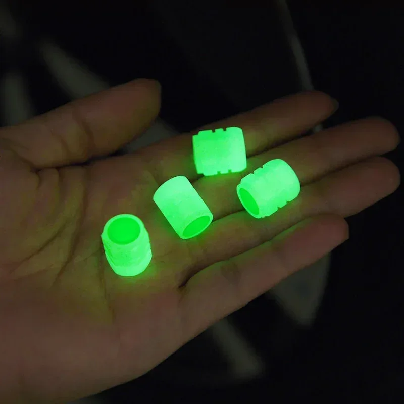 Auto Leuchtende Reifen Ventil Kappen Fluoreszierende Nacht Leuchtende Motorrad Fahrrad Rad Reifen Hub Ventile Stengel Deckel Dekor