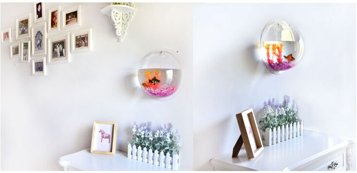 295*140mm Transparent Acrylic Fish Tank Wall Hanging Fish Bowl