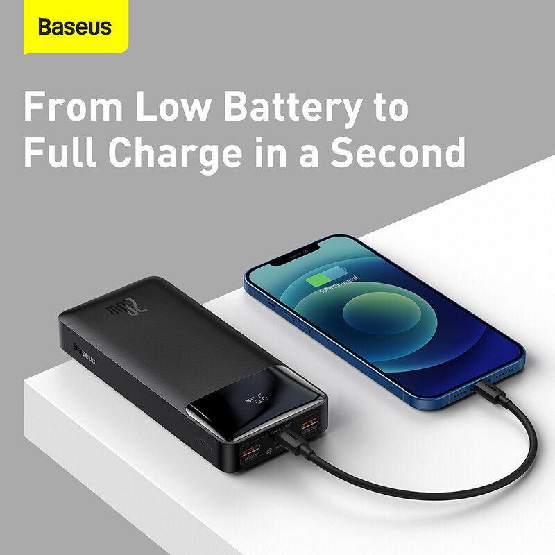 Baseus-Batería Externa de carga rápida para teléfono, Powerbank de 20000mAh, PD, 20W, para iPhone 12 y Xiaomi