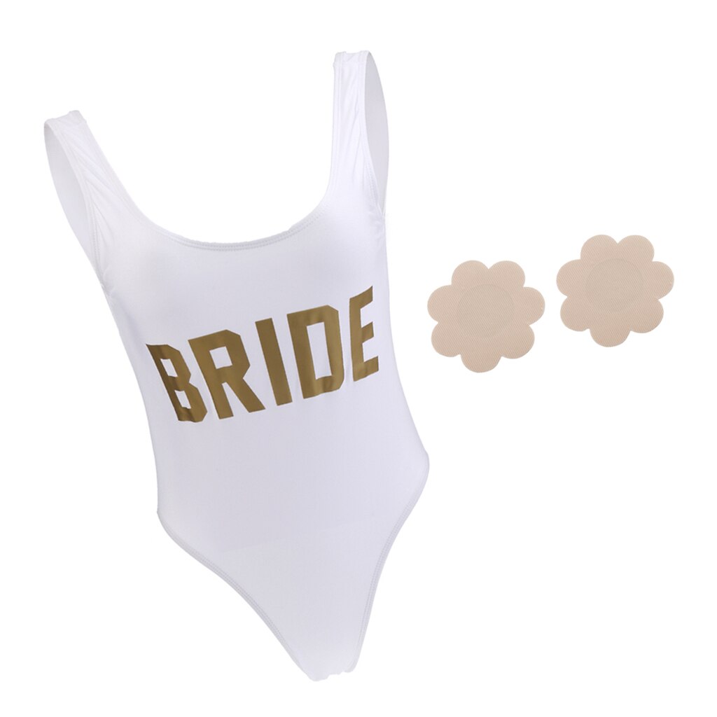 Brud guld bokstäver kvinnor dam baddräkt baddräkt i ett stycke brud möhippor bröllop strandkläder l satin bröstöverdrag