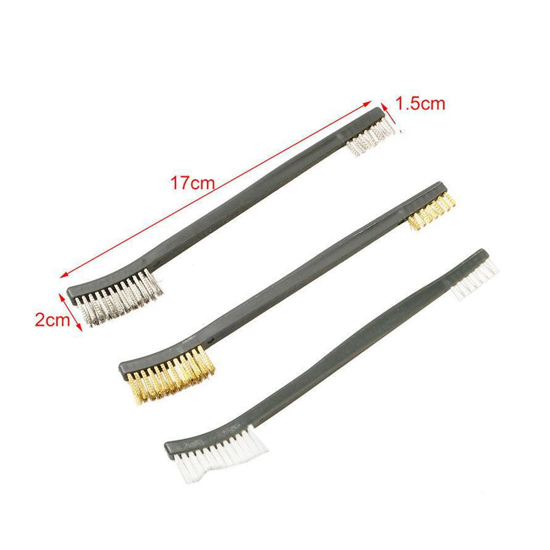 3 st/set 17cm bil stål stålborste nylon mässing stålborste automatisk rengöring rostborttagning verktyg dammborr borstslip