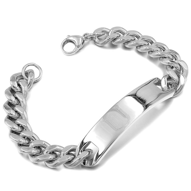 GOKADIMA Hand Chain Stainless Steel Bracelet for men, ID Bracelet Jewelry: silver color