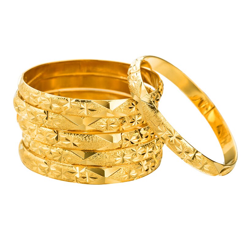 Gold Color 6pcs/lot Ethiopian Jewelry Bangles Dubai Gold Jewelry Bangles For Women African Bangles &amp; Bracelets for Women