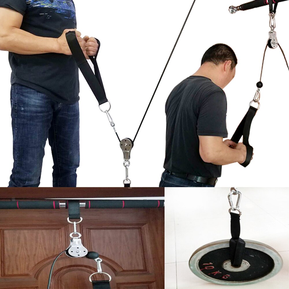 Kuntoilu diy talja kaapeli kone käsi hauis triceps blaster käsi voimaharjoittelu kuntosali harjoitusvarusteet karabiini teräs hihnapyörä